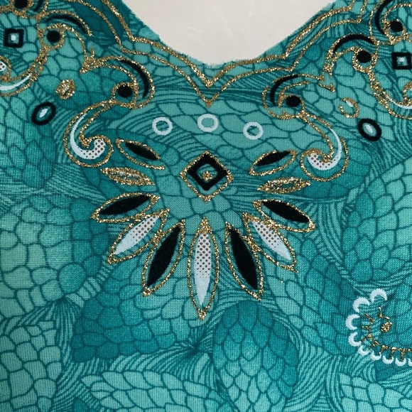 T-C Fashion Embellished Print Green Blouse Size XXL - Picture 3 of 5